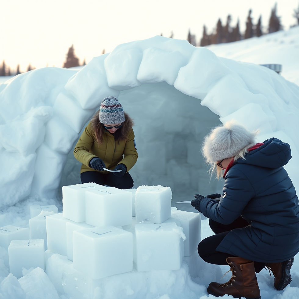 Women building a snow shelter during a women-focused active travel adventure vacation