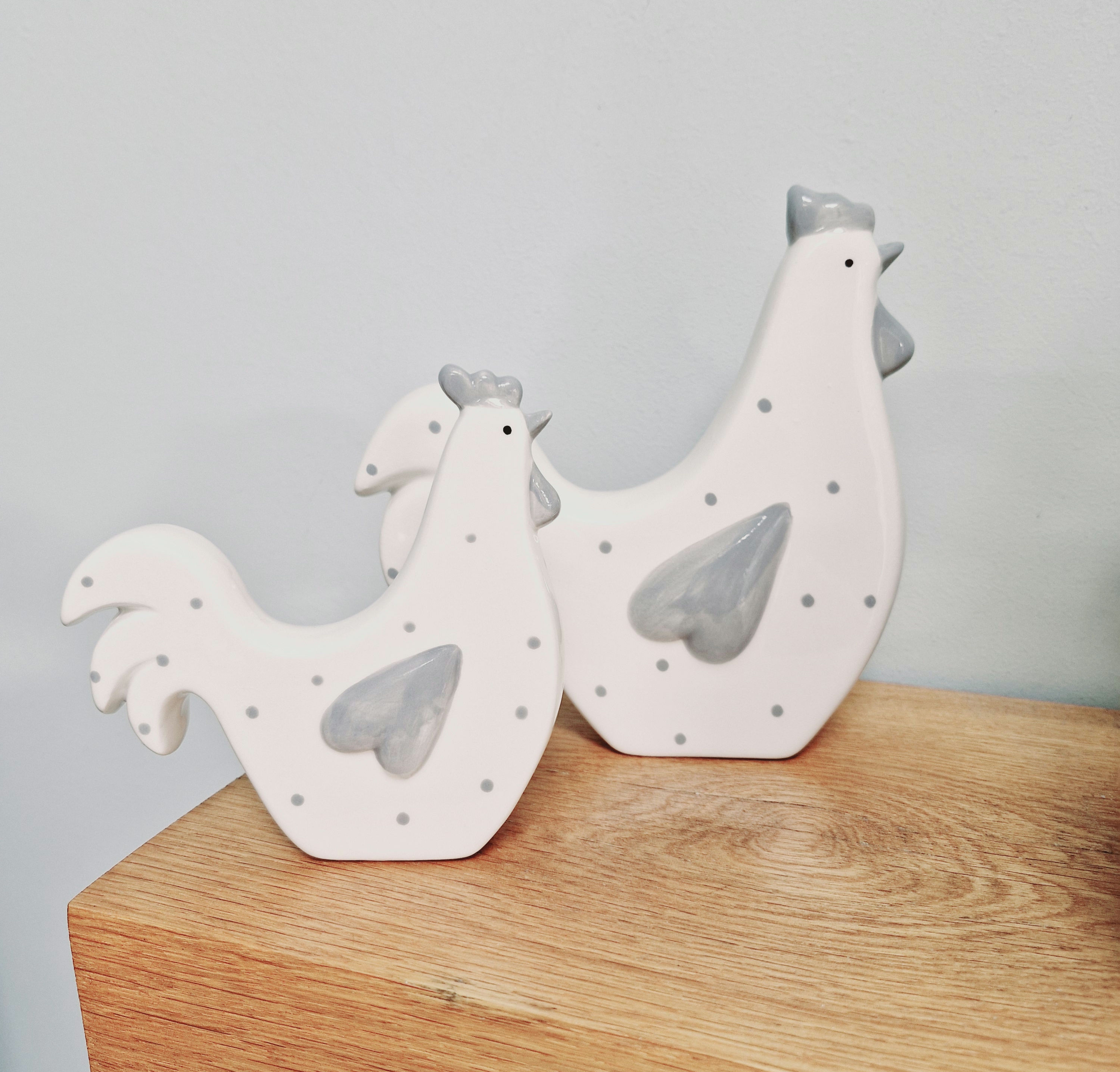 Polka Dot Ceramic Grey Hens