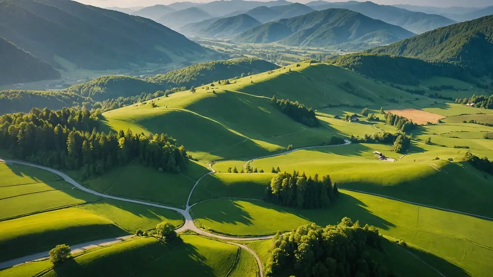 High angle view of a peaceful nature landscape