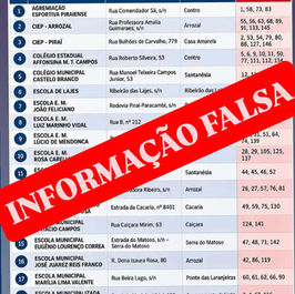 PIRAÍ: PREFEITURA ALERTA PARA IMAGEM COM INFORMAÇÕES ERRADAS SOBRE LOCAIS DE VOTAÇÃO