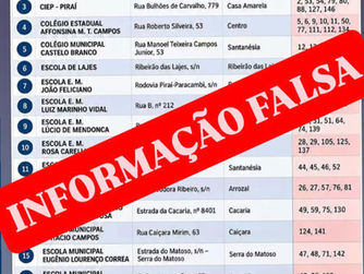 PIRAÍ: PREFEITURA ALERTA PARA IMAGEM COM INFORMAÇÕES ERRADAS SOBRE LOCAIS DE VOTAÇÃO