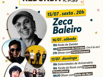 ANIVERSÁRIO DE VOLTA REDONDA TERÁ ZECA BALEIRO NA VILA SANTA CECÍLIA