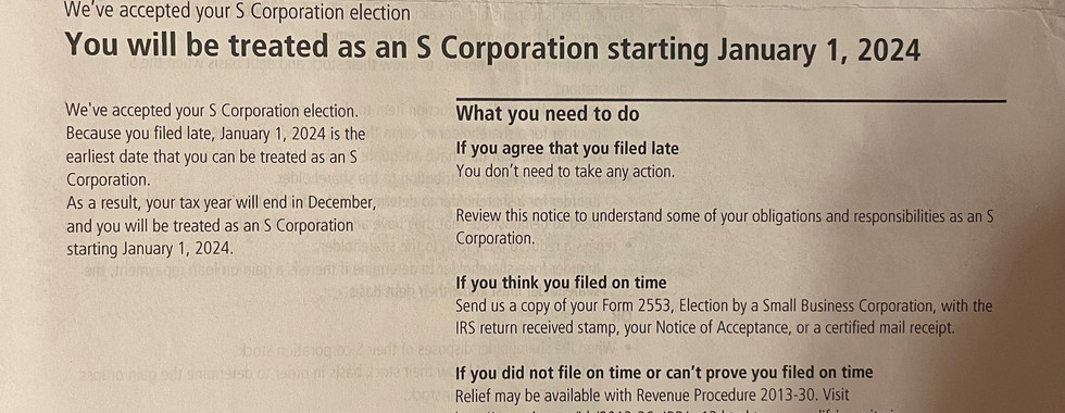 S Corp as of Jan 1, 2024