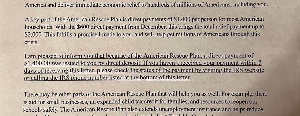 Letter from Joseph R. Biden Jr. 2021
