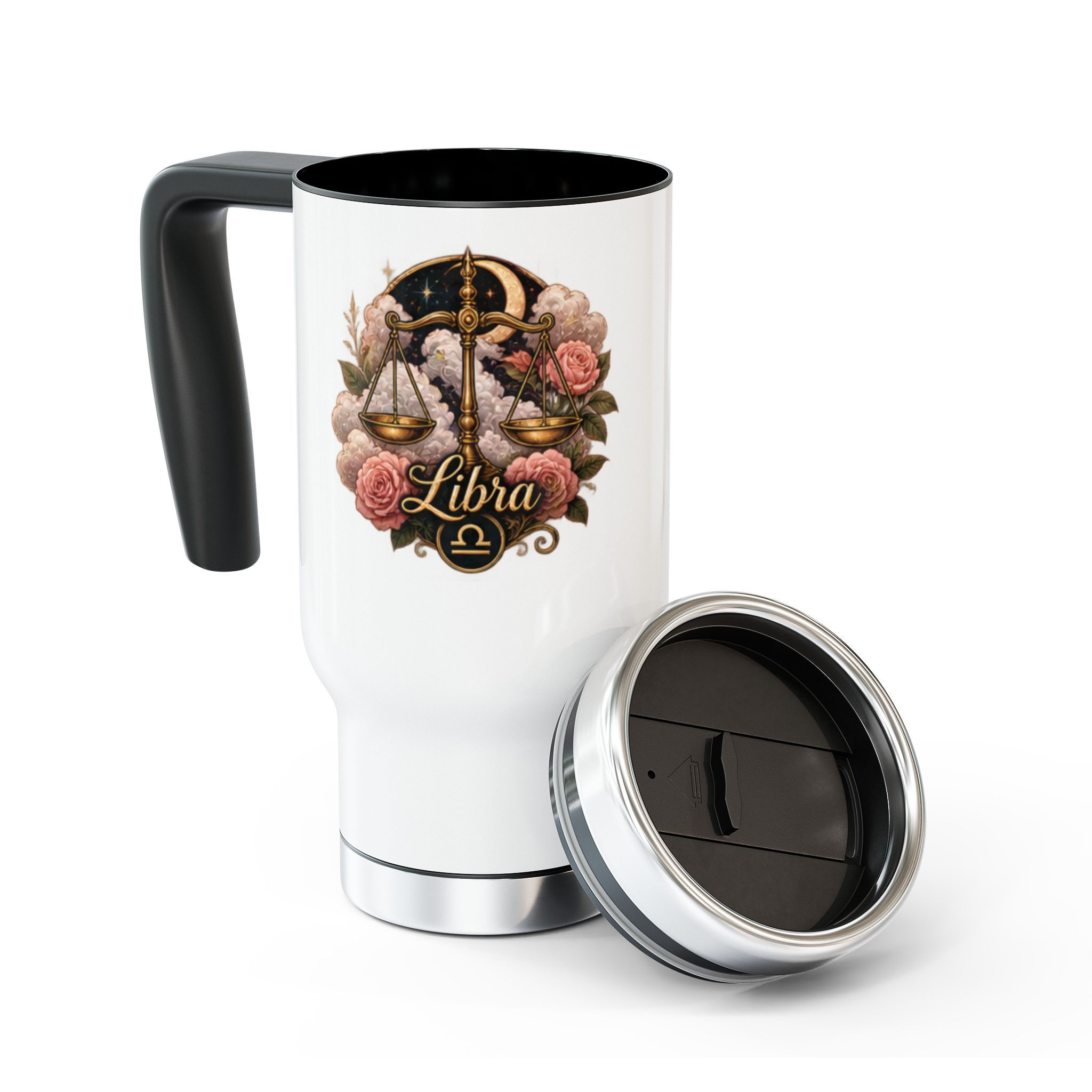 Libra Travel Mug — 14oz Stainless Steel Handle Mug 