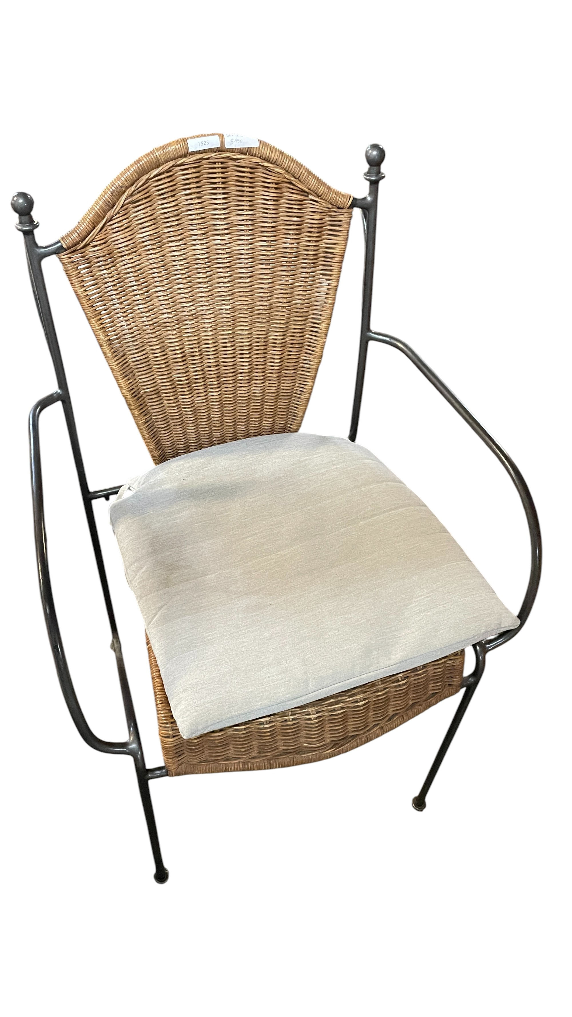Set of 6 Wrought Iron & Rattan Chairs