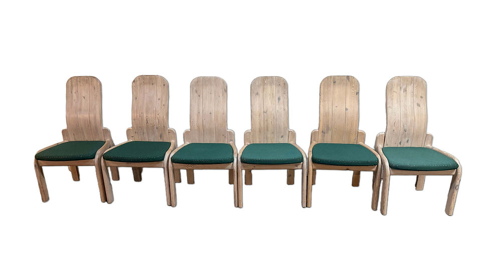 Thumbnail: Set of 6 Solid Dining Chairs with Armrests – Classic & Sturdy