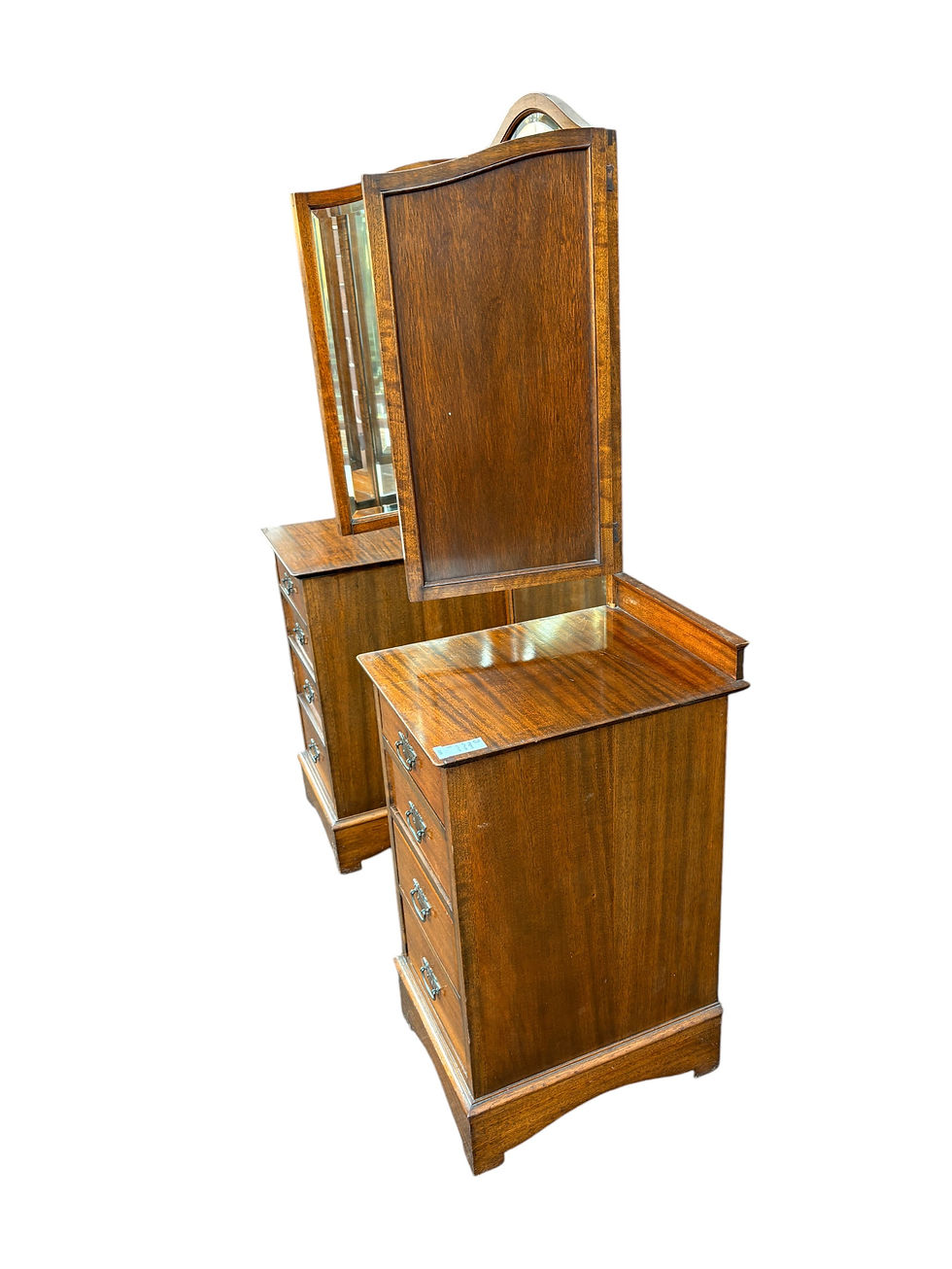 Thumbnail: Vintage Art Deco Solid Oak Dressing Table with Tri-Fold Bevelled Mirror