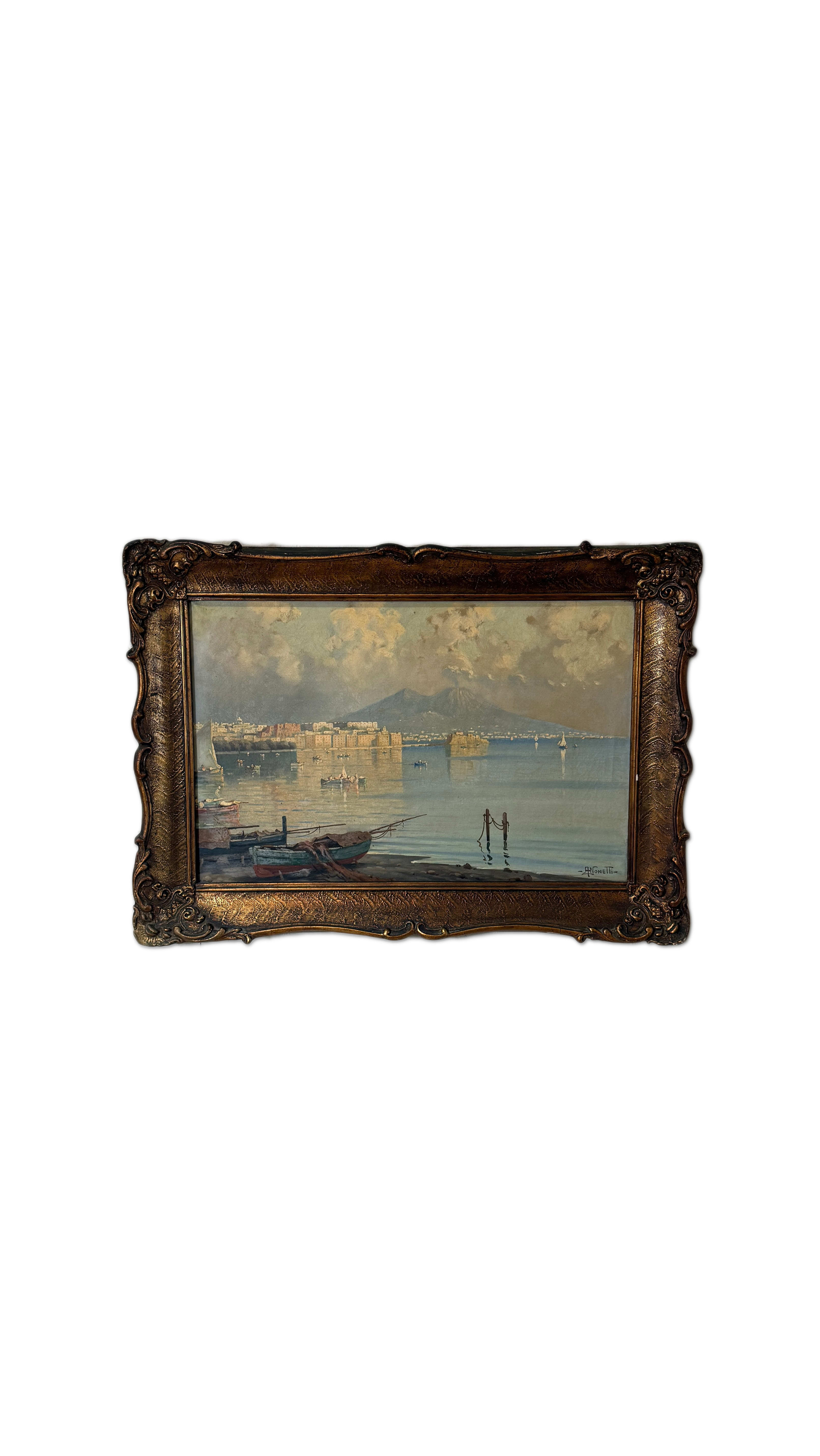 A. Nonetti Attributed Seascape Oil Painting