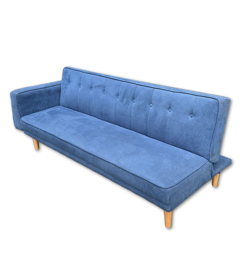 Thumbnail: E-Living Lumi 3-Seater Linen Sofa Bed - Blue