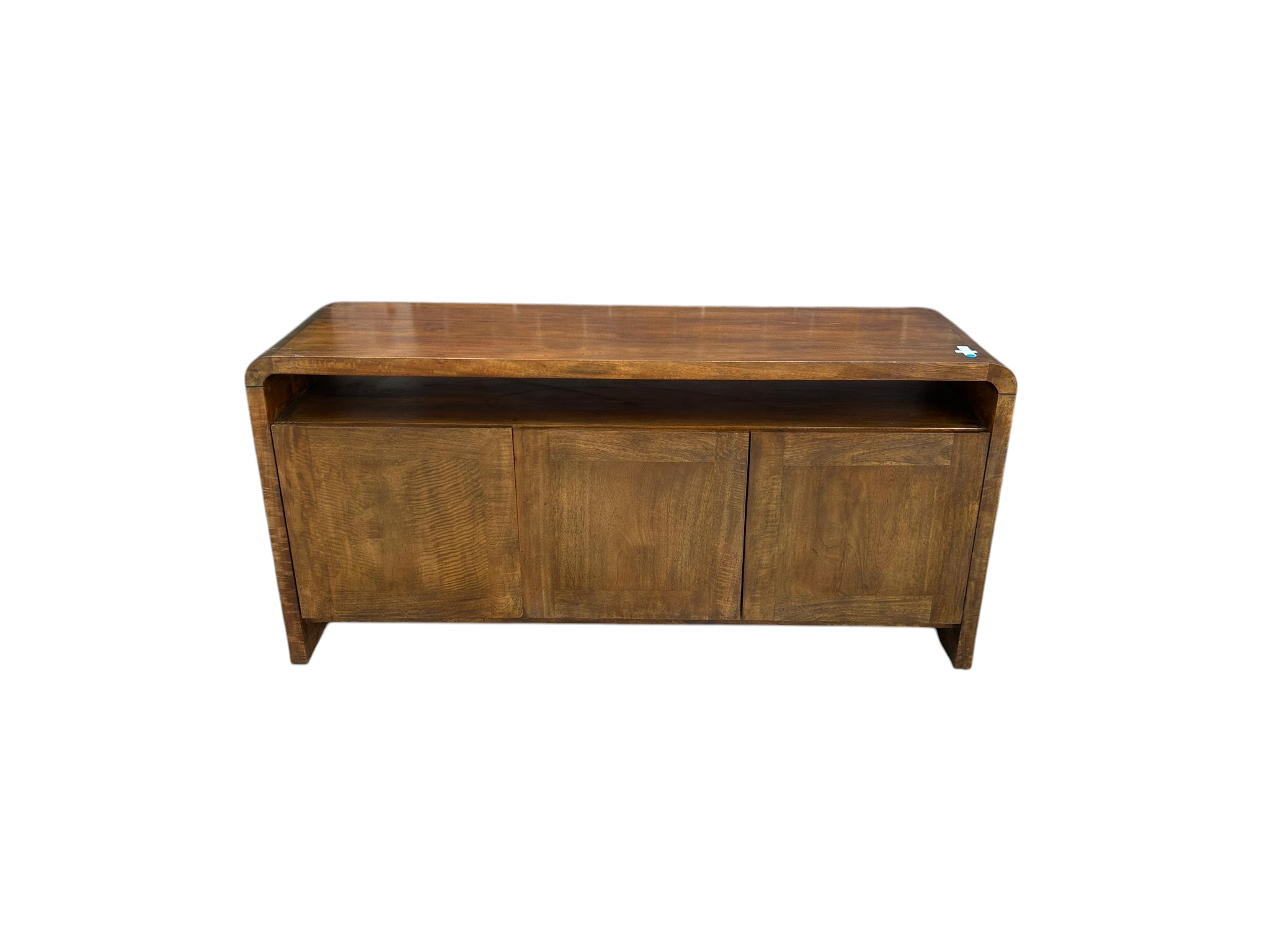 Solid dark wood sideboard / TV unit with rounded edges