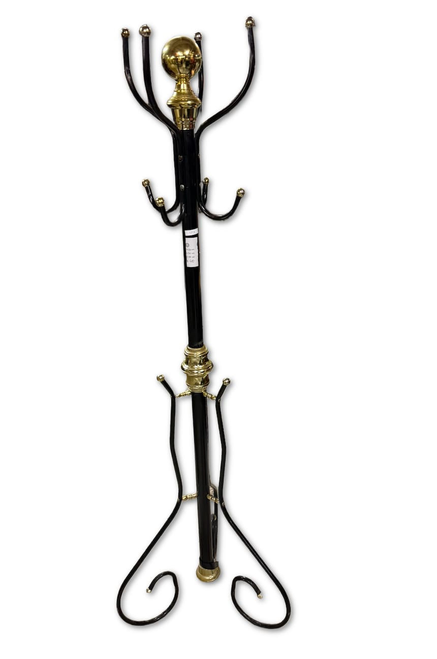 Thumbnail: Freestanding Coat Rack – Black Metal with Accents