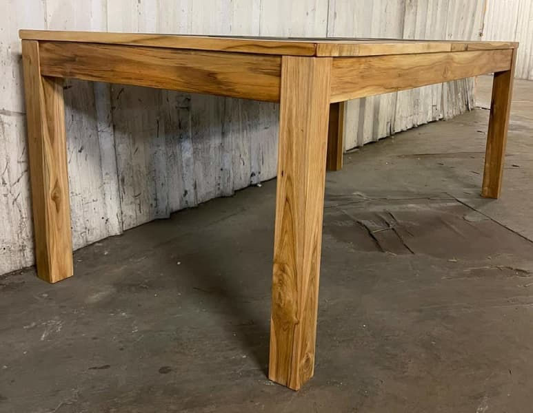 Thumbnail: Teak Dining Table With Stone Inserts