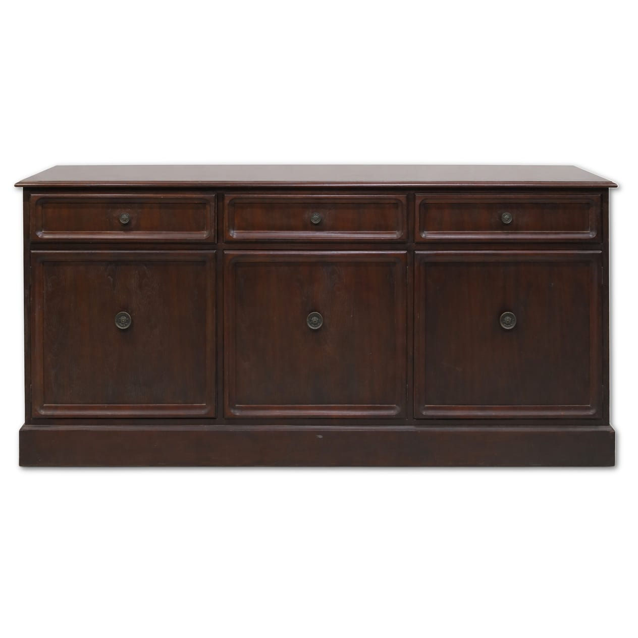 Vintage Solid Wood Sideboard Cabinet with 3 Drawers & 3 Doors
