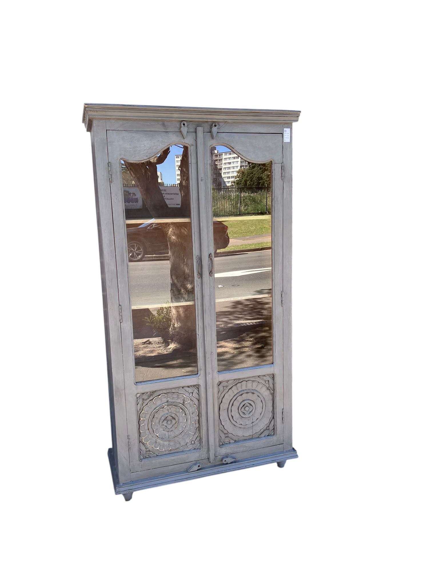 Grey shabby chic display cabinet