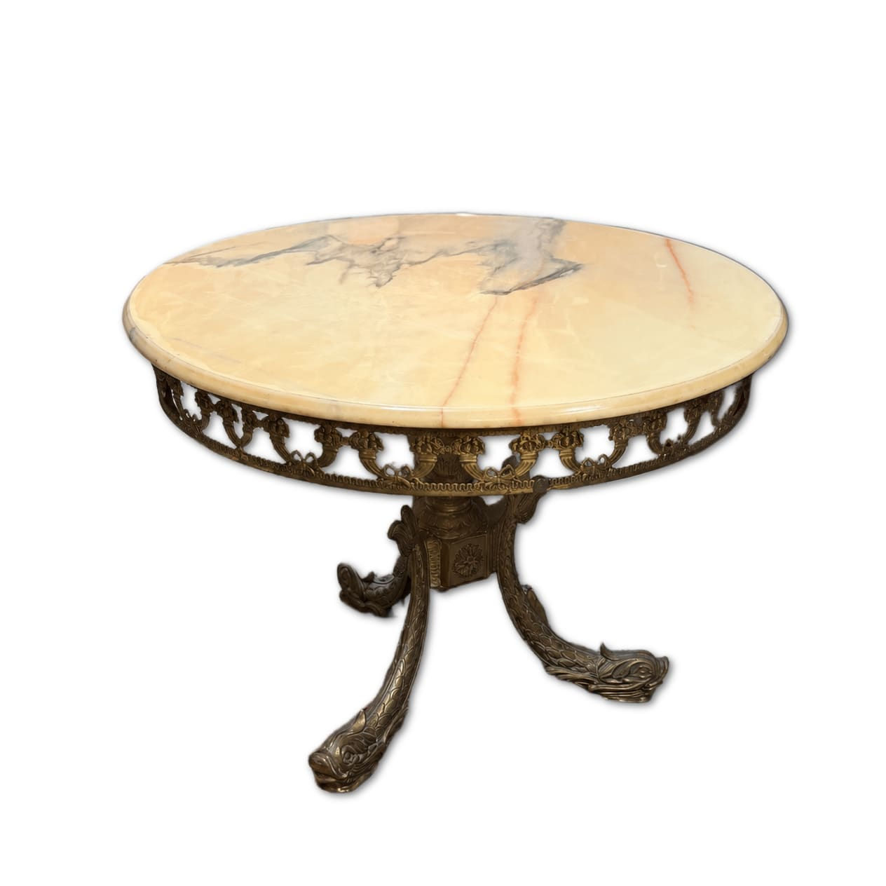Elegant Marble Top and Brass Coffee Table