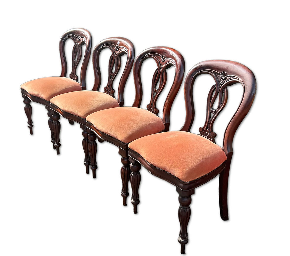 Thumbnail: Victorian Mahogany Balloon-Back Dining Chairs - Set of 4