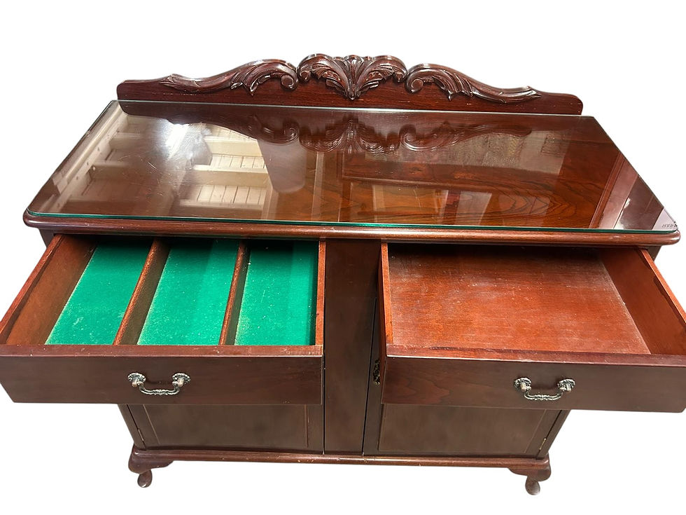 Thumbnail: Vintage wooden sideboard / buffet with drawers