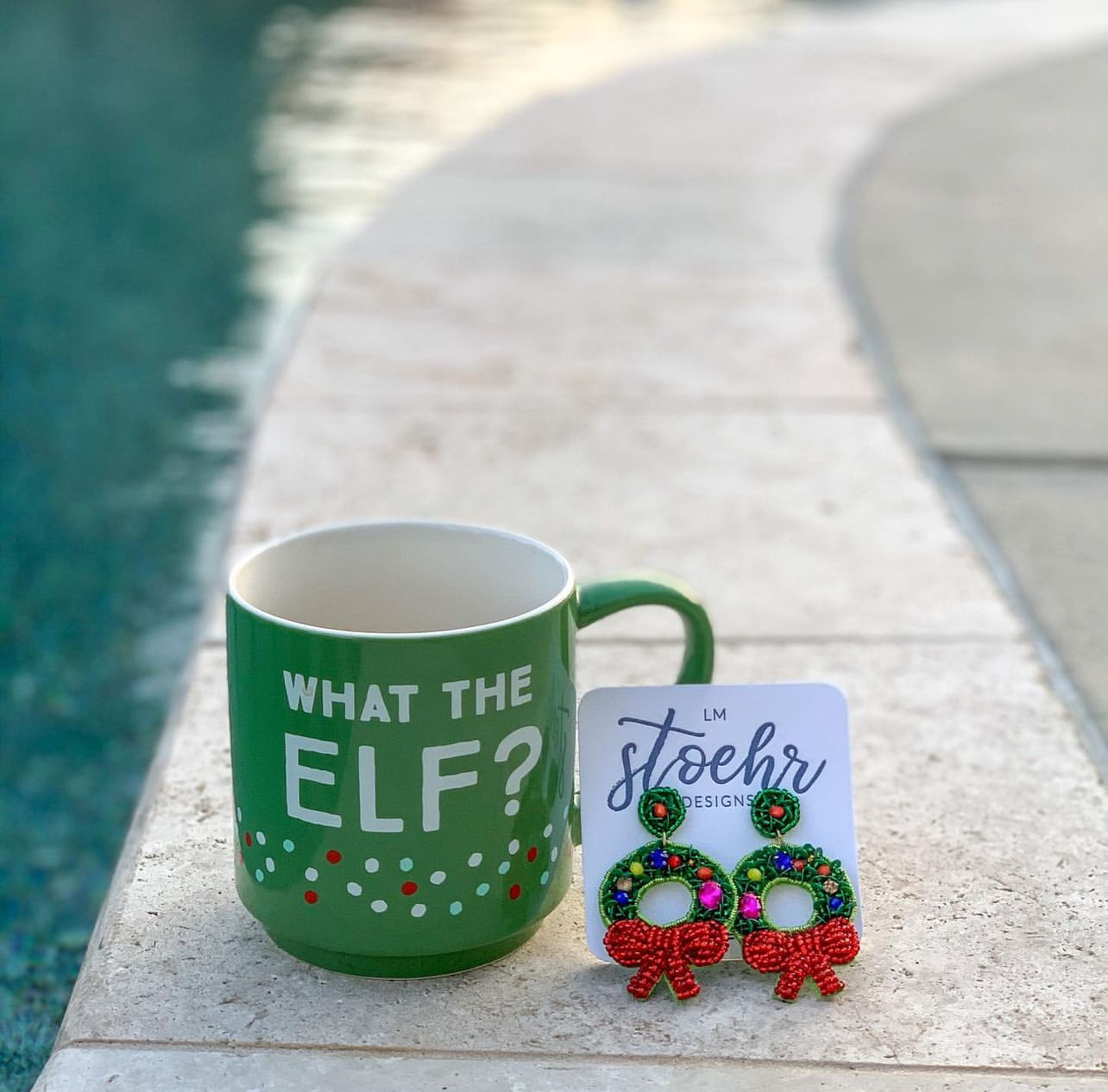 Red Bow Wreath Earrings