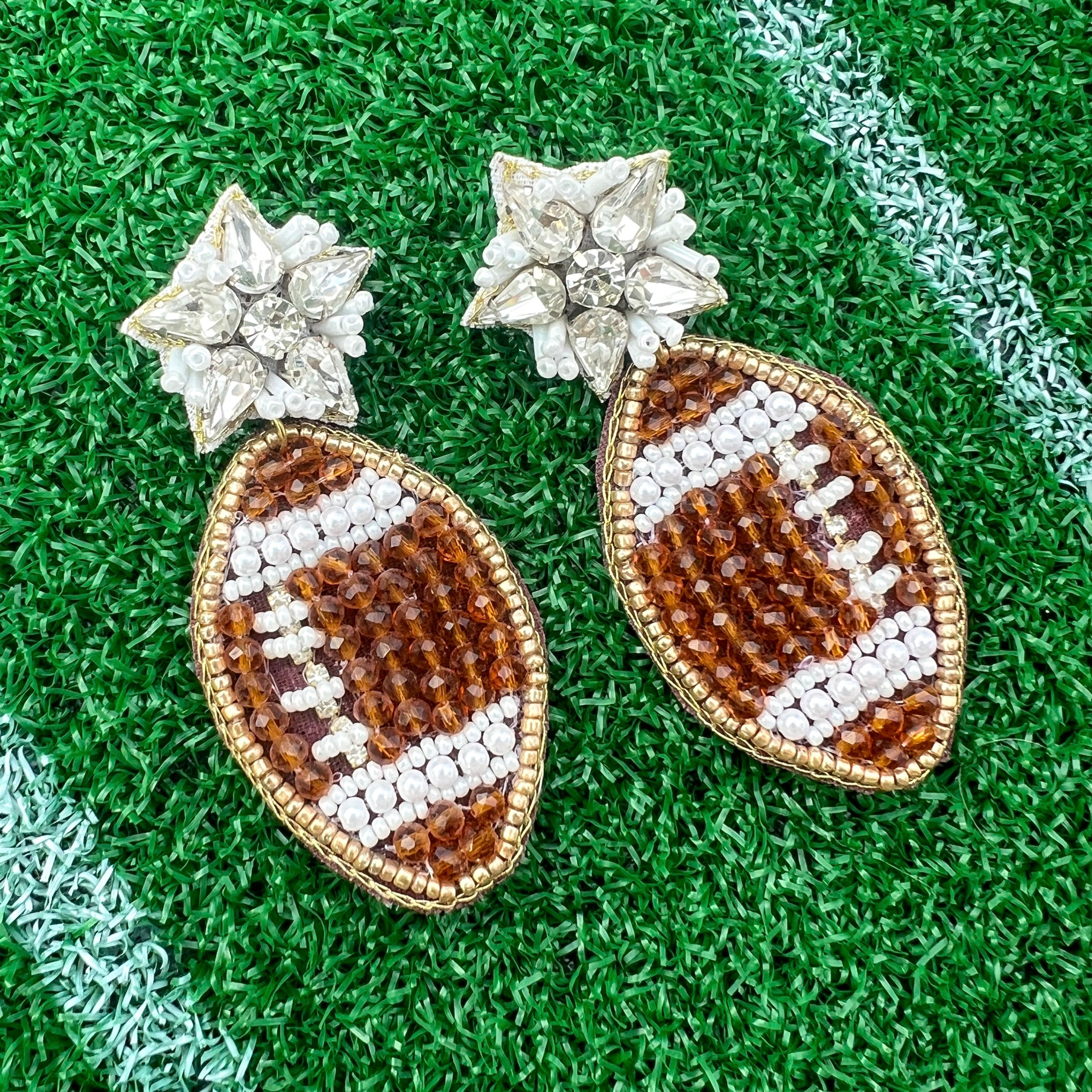 GameDay Football Beaded Earrings