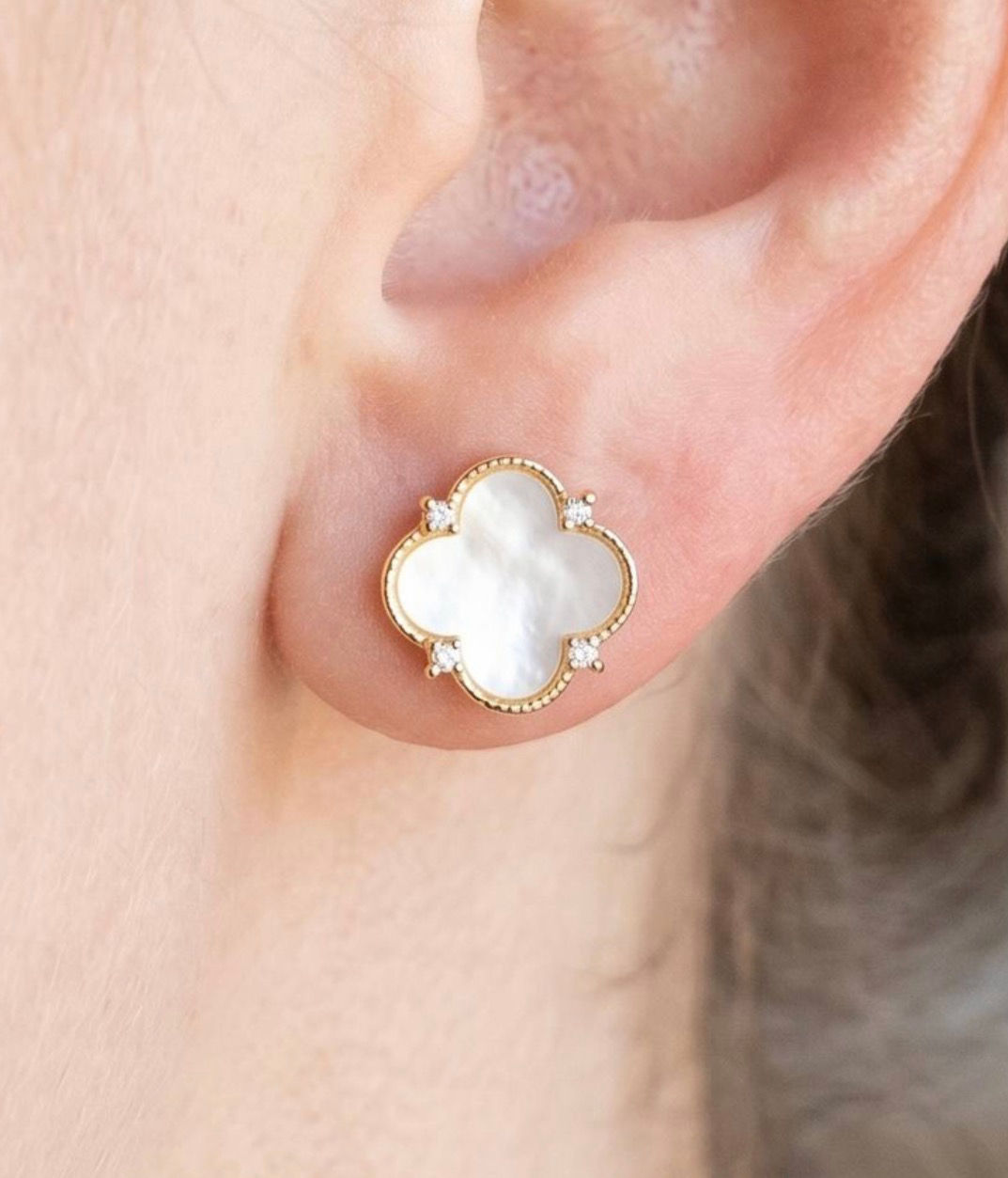 Mother of Pearl Clover Studs 