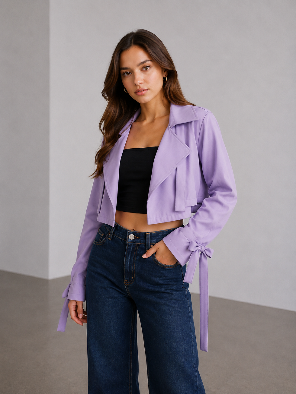 Miniatura: CHAQUETA ESTILO CROP TOP CON DETALLE DE LAZO
