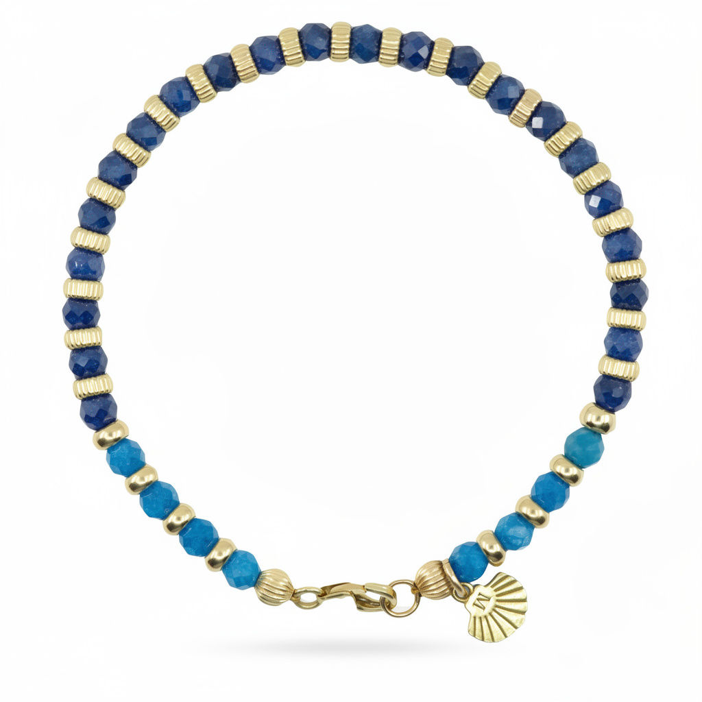 Atlas Tide - 14K Gold Blue Apatite Bracelet (4mm)