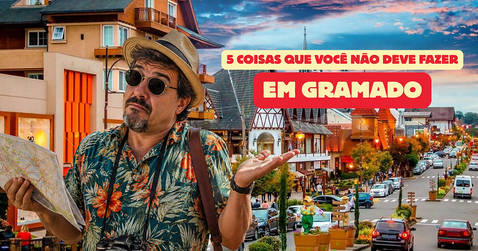 personagem turista, passeando pelo centro de Gramado, na Serra Gaúcha.