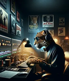 DALL·E 2024-03-05 11.31.59 - Visualize a jaguar geek, with a unique blend of humanoid and 