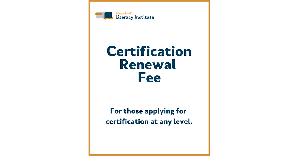 Certification Renewal Fee Slingerland