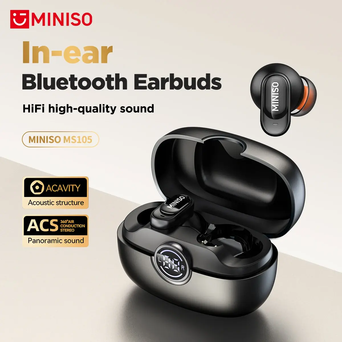 MINISO MS105 Bluetooth Earphone In-Ear Earbuds Soft Earbuds Wireless Headphones