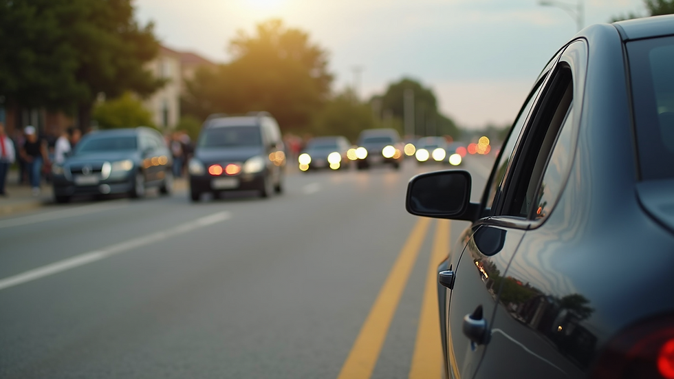 Wide angle view of a community event focused on safe driving