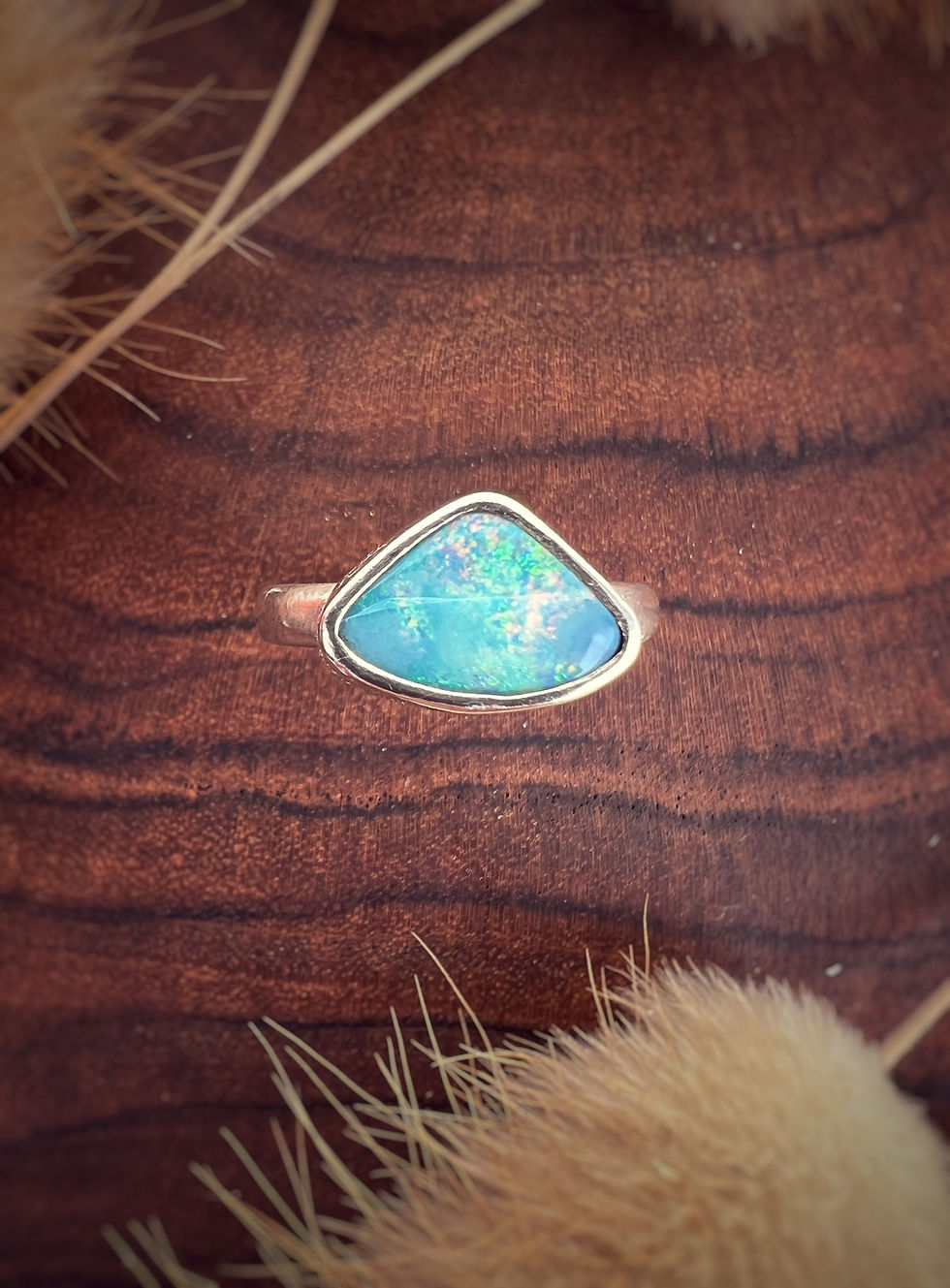 Thumbnail: Australian Opal Doublet Ring - 999 silver