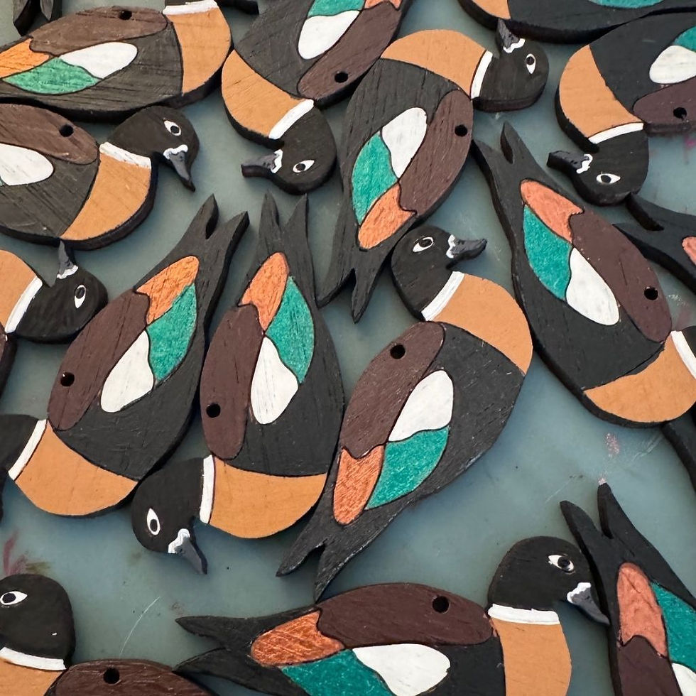 Thumbnail: Australian Shelduck Hand Painted Dangle Earrings