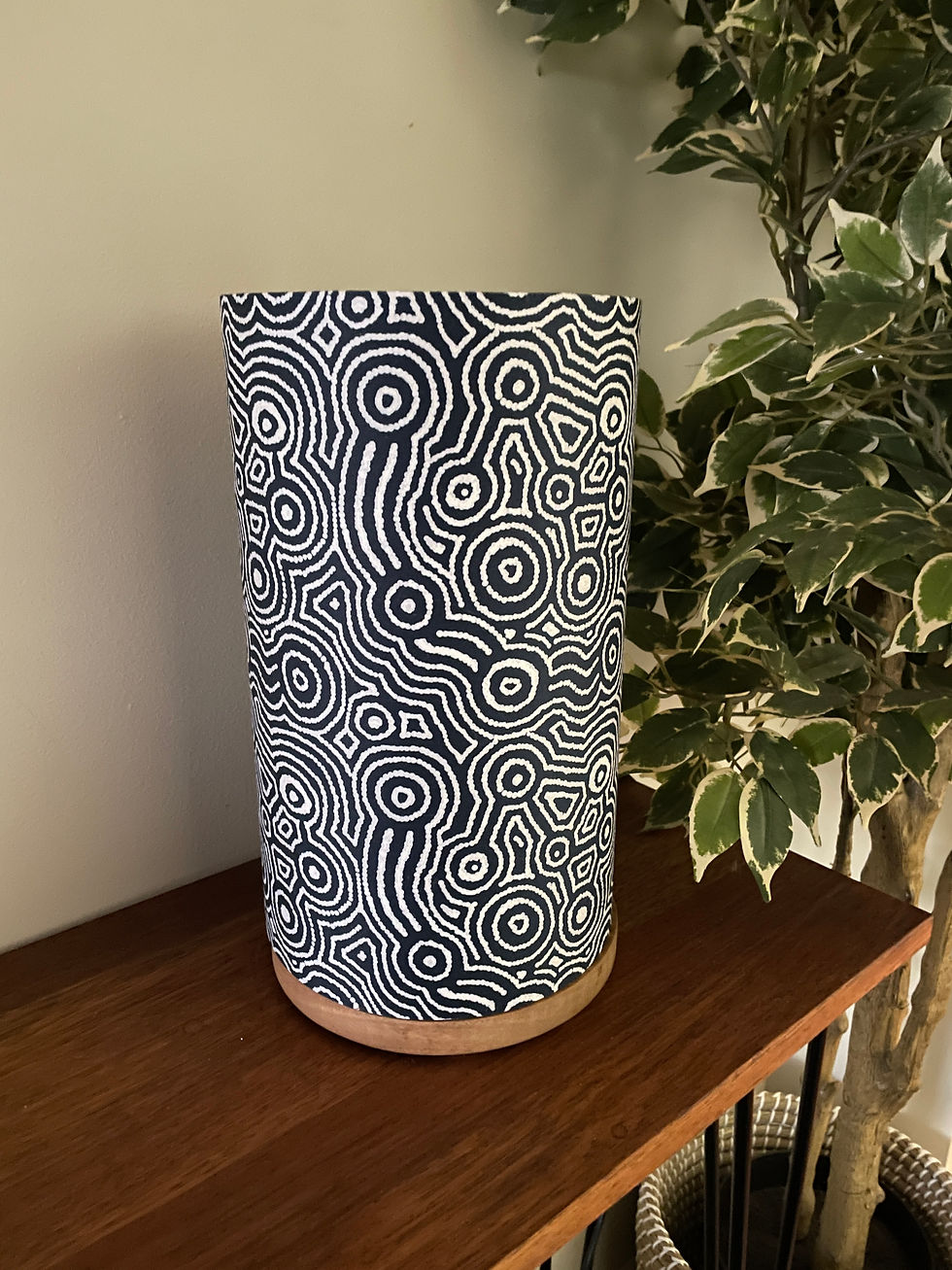 Thumbnail: Wally and Eva Cylinder Table Lamp - Ngapa Jukurrpa (Water Dreaming)