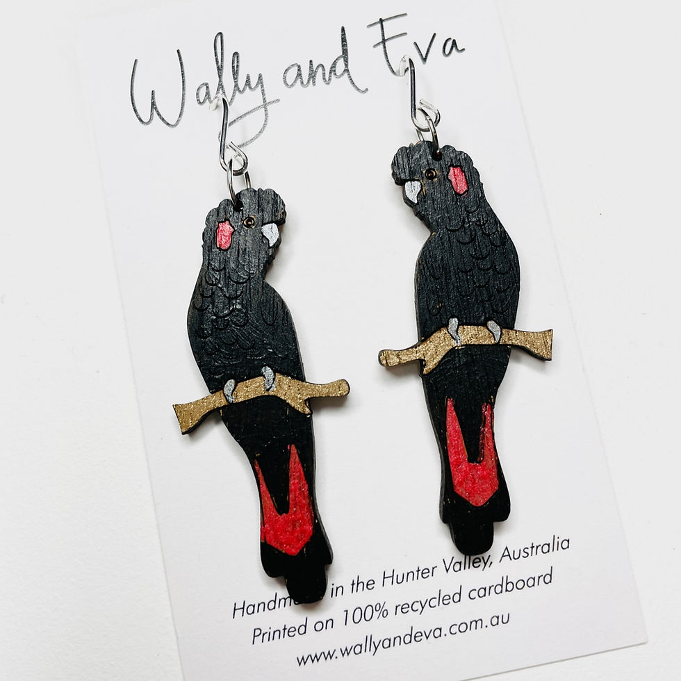 Thumbnail: Australian Red Tailed Black Cockatoo Dangle Earrings
