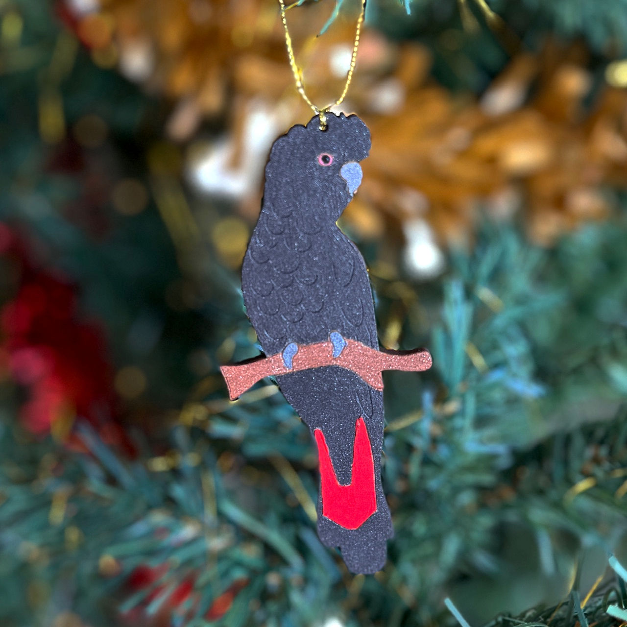 Australiana Native Birds Christmas Decoration-Red Tailed Black Cockatoo