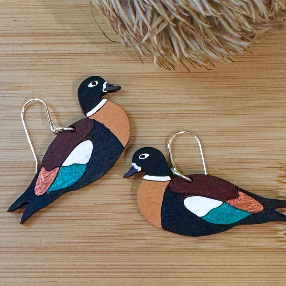 Thumbnail: Australian Shelduck Hand Painted Dangle Earrings