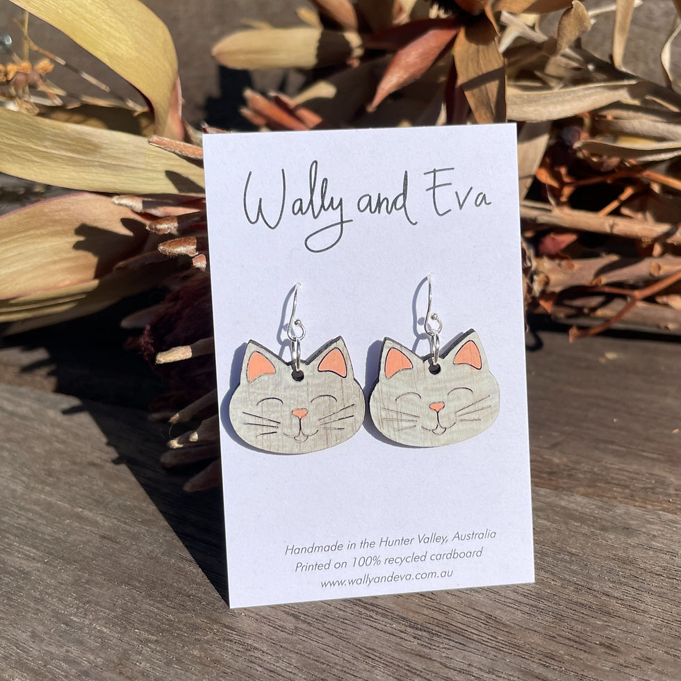 Cat Face (White) Dangle Earrings