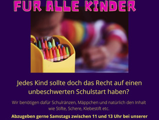 Wir versorgen Kinder mit Schulränzen, Stiften und Mäppchen!