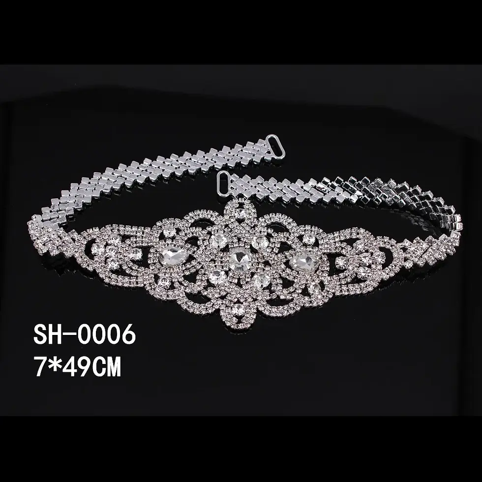 Miniatura: Handmade Silver Bridal Belt Rhinestone Waistband Applique for