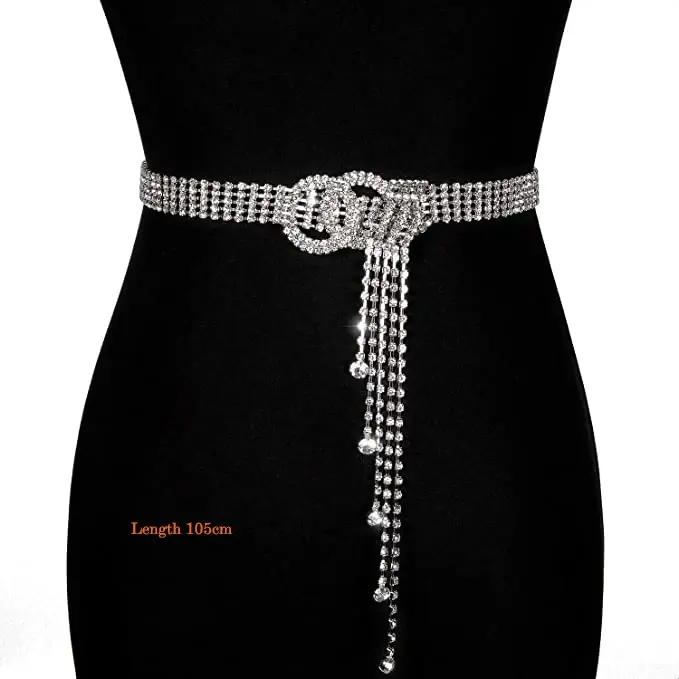 Miniatura: Handmade Silver Bridal Belt Rhinestone Waistband Applique for
