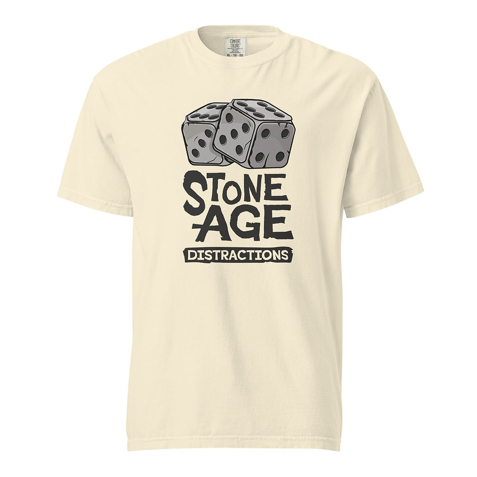 Thumbnail: Stone Age Distractions Cotton Unisex T-shirt, black logo