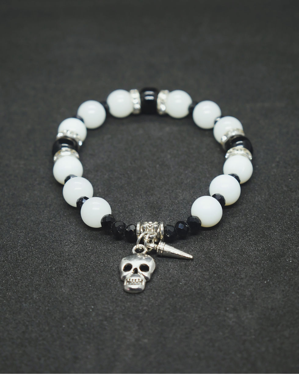 Thumbnail: Handmade Black and white Bracelet with charm for women and Girls