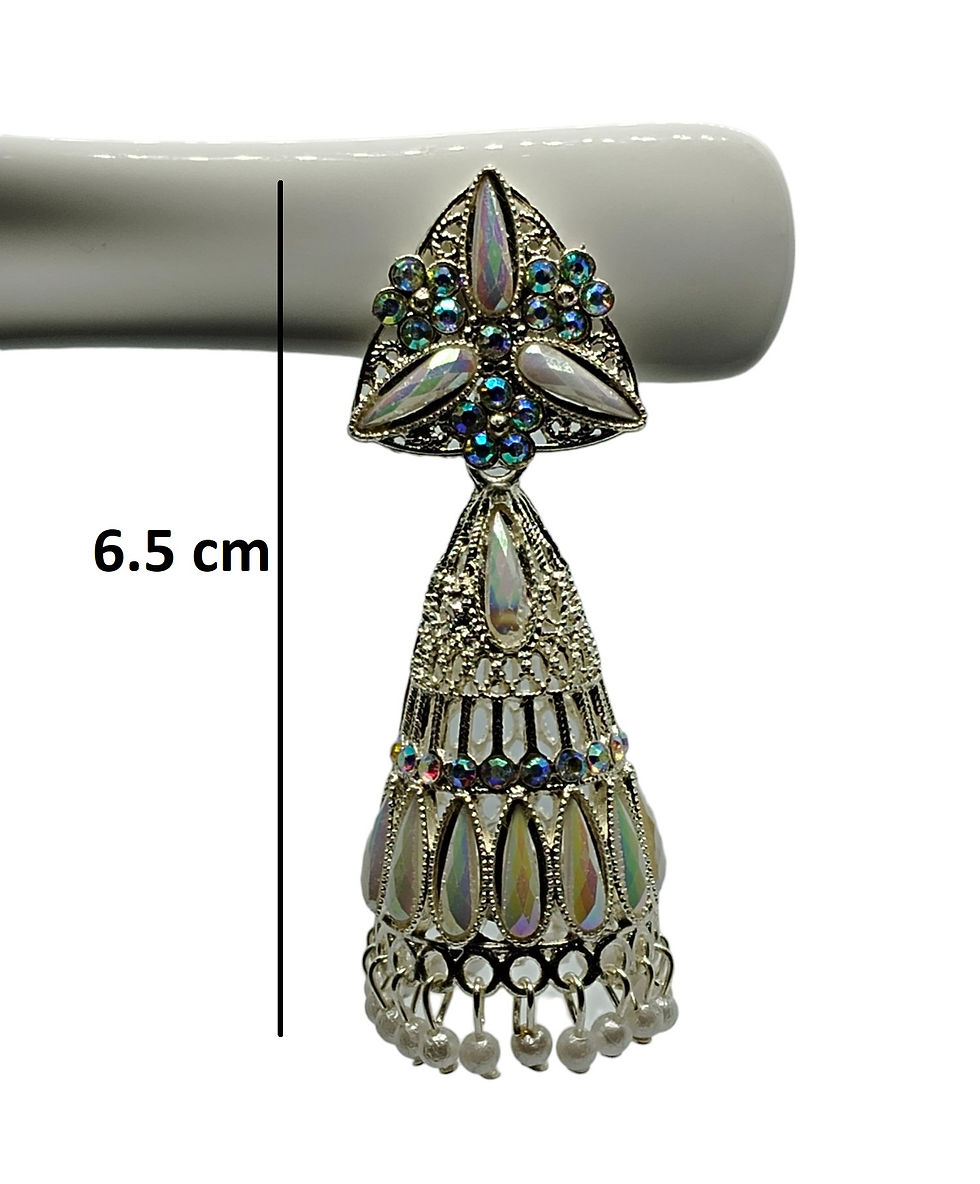 Thumbnail: Traditional Silver Color Jhumka Earring for Women and Girls