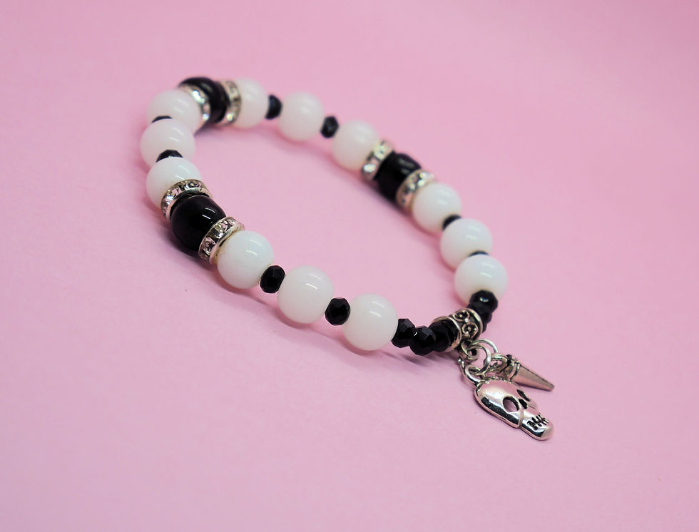 Thumbnail: Handmade Black and white Bracelet with charm for women and Girls