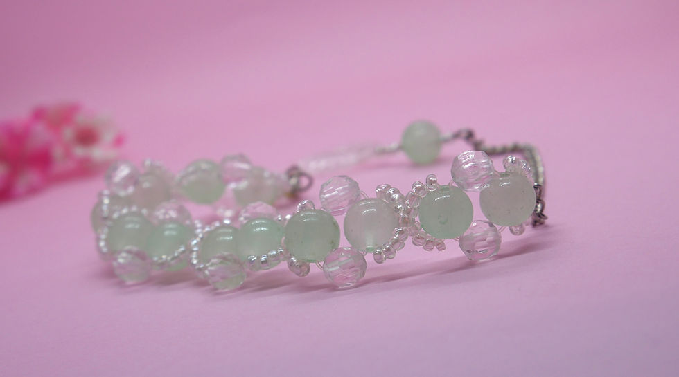 Thumbnail: Handmade Green and white Bracelet for women and Girls