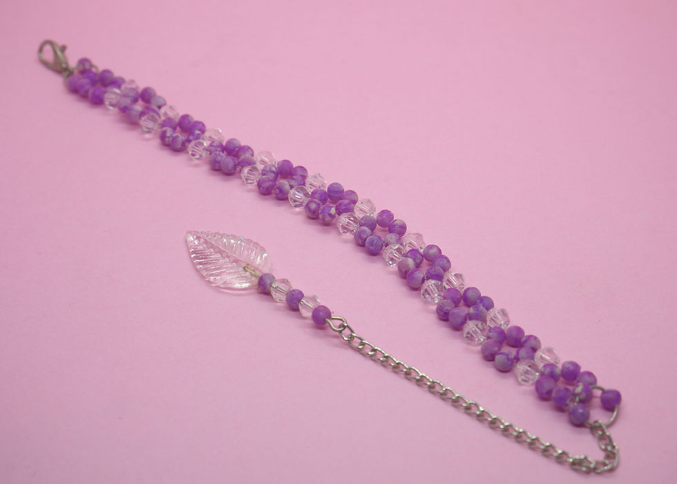 Thumbnail: Handmade pink and crystal white bead Bracelet for women and Girls