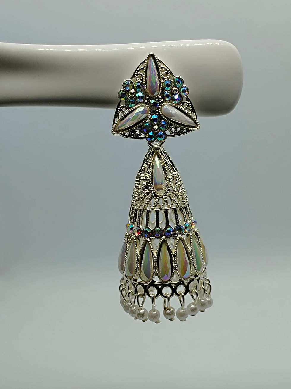 Thumbnail: Traditional Silver Color Jhumka Earring for Women and Girls
