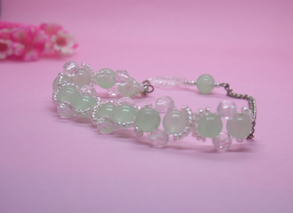 Thumbnail: Handmade Green and white Bracelet for women and Girls